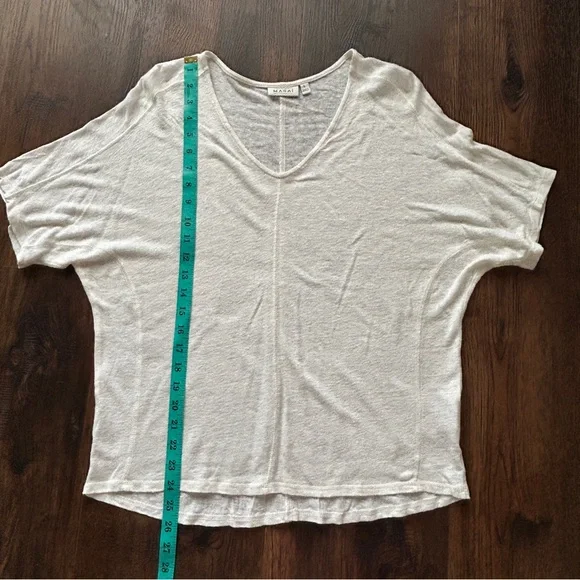 Masai Copenhagen Linen Blend Oversized White V-Neck Top Size L - Picture 7 of 7